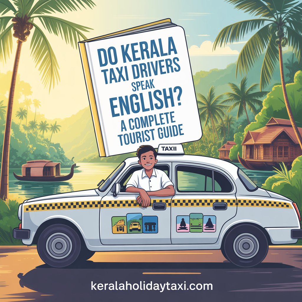 Kerala taxi driver communicating with foreign tourists during a guided taxi tour in Kerala