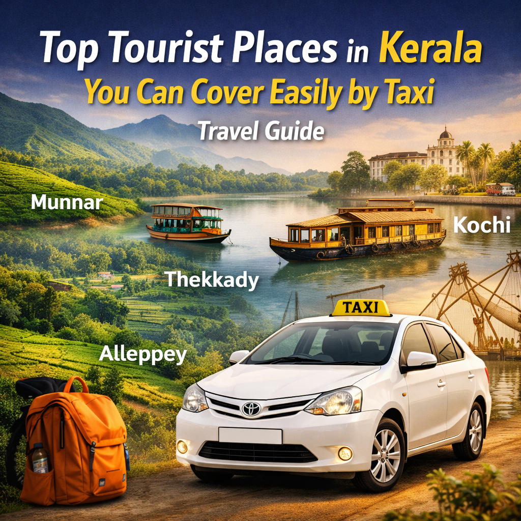 Top Tourist Places in Kerala You Can Cover Easily by Taxi including Munnar, Alleppey, Thekkady, and Kochi travel guide