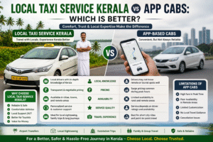 local taxi service Kerala vs app cabs comparison traditional taxi and ride sharing in Kerala